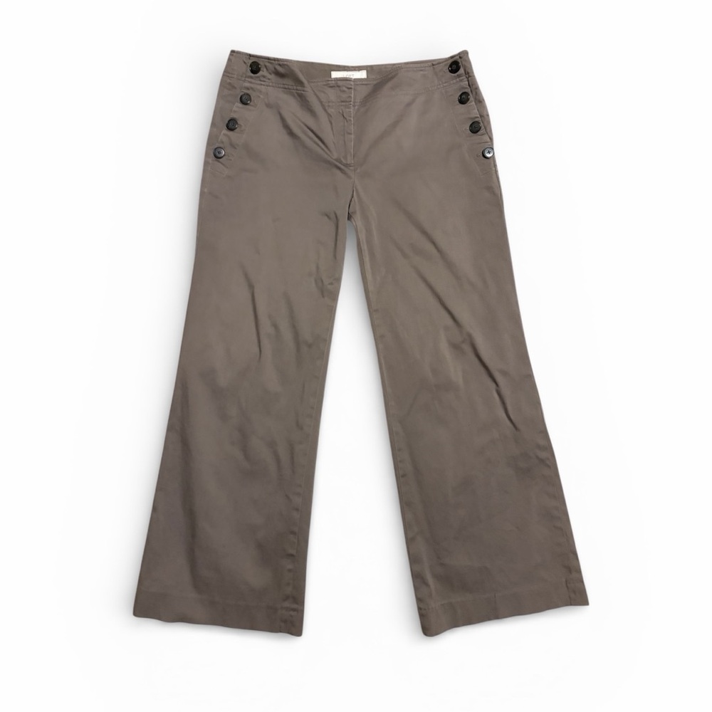 Ann Taylor Wide Leg Pants in Taupe Brown with Button Accents